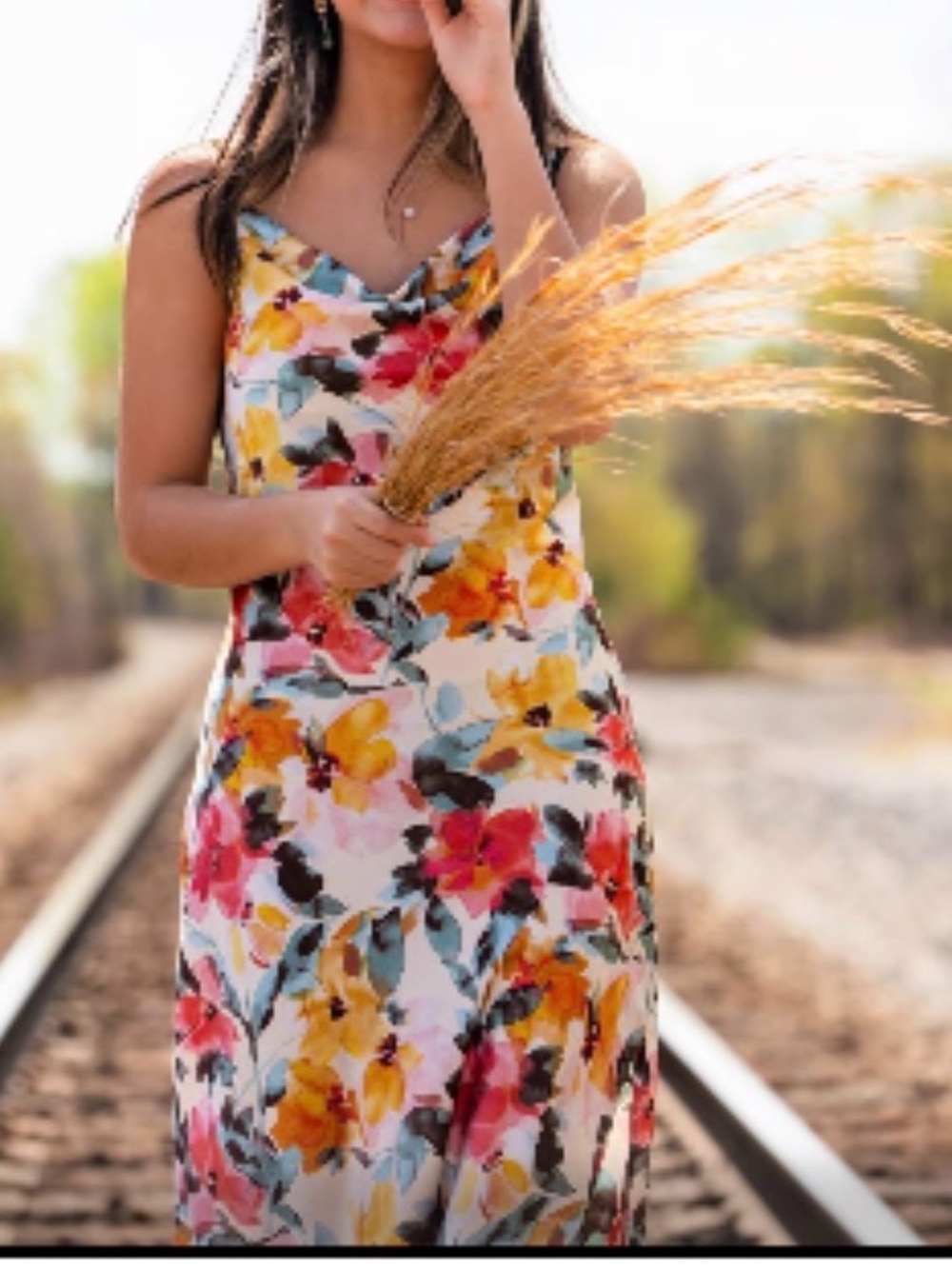 Inspired Hearts Floral Midi Dress in White, Yellow, Pink, Blue
